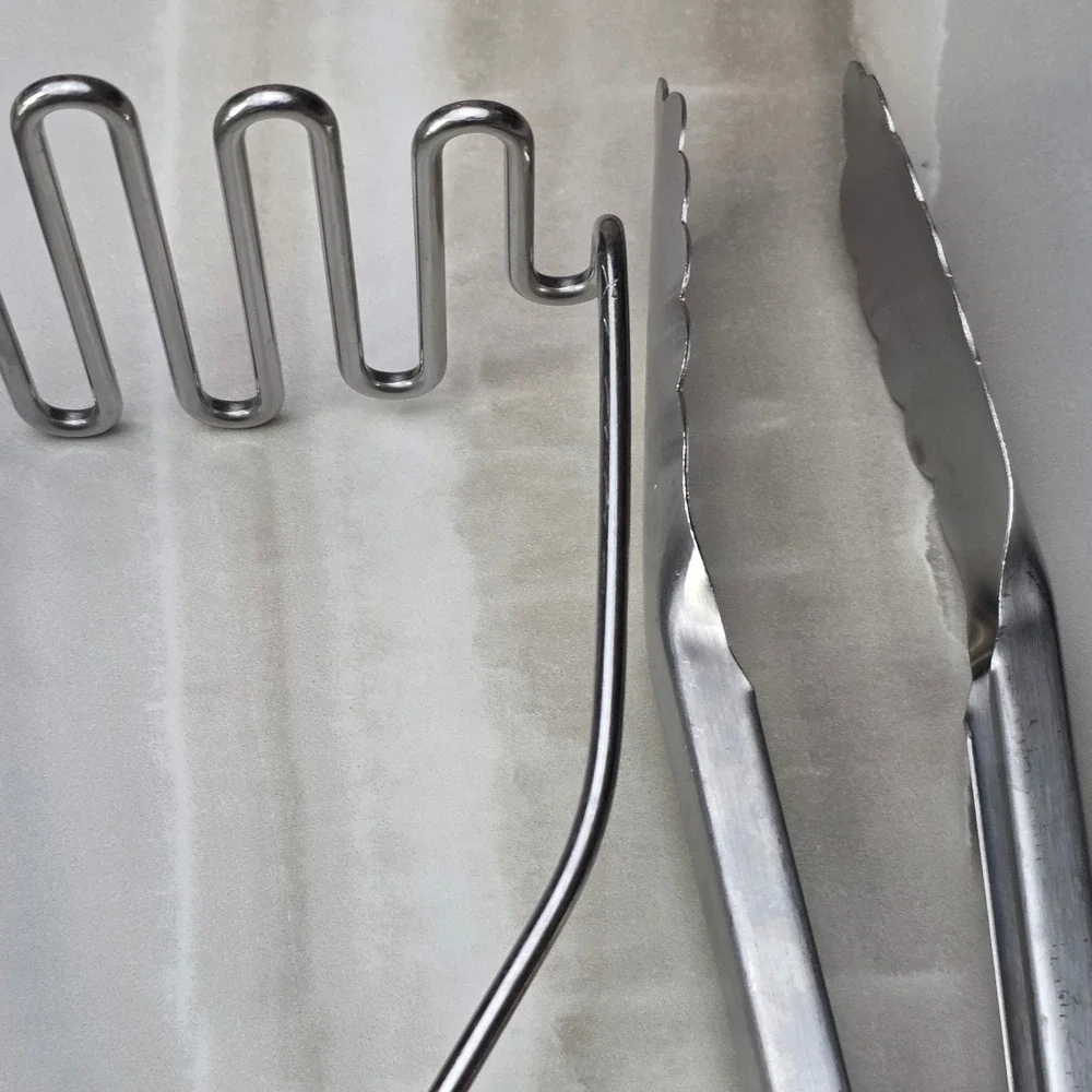 Mixed Kitchen Utensil Set IKEA Potato Masher OXO Tongs BBQ Spatula Fork 5pc P4